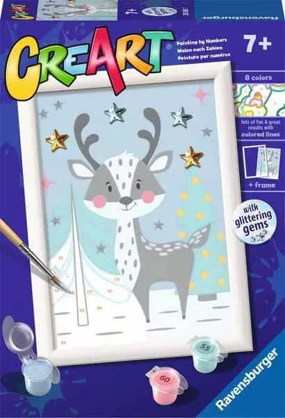 Kit Peinture Par Numéros Ravensburger CreArt – Pour Enfants Dès 9 Ans – Scène Hiver Cerf Et Rouge-gorge
